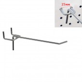 Крючок на перфорацию. D=4мм. Шаг: 25мм. Цвет: Хром